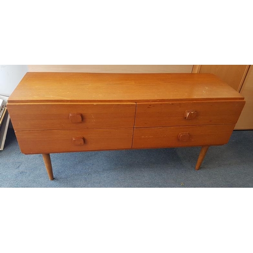 67 - 1980's Teak Four Drawer Side Cabinet, c.4ft wide, 2ft tall