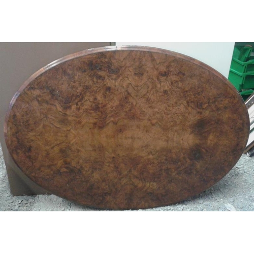 75 - Victorian Walnut Oval Table Top, c.48in x 39in