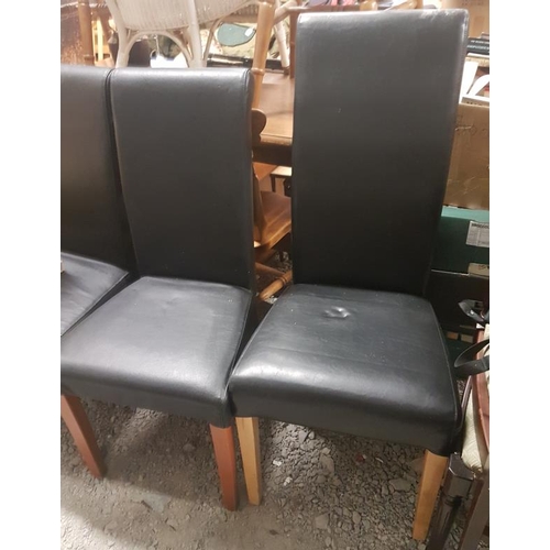 93 - Two Pairs of Black Leatherette Dining Chairs