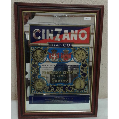 136 - 'Cinzano' Advertising Mirror - c. 13 x 18ins
