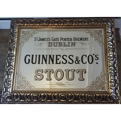 139 - 'Guinness & Co. Stout' Advertising Mirror in Decorative Gilt Frame - 30 x 25ins