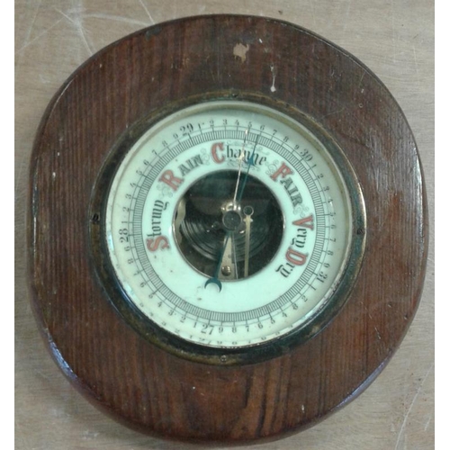 145 - Circular Oak Case Wall Barometer, 8in diam