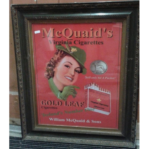 208 - 'McQuaids Virginia Cigarettes' Advertising Sign  - c. 22 x 26ins