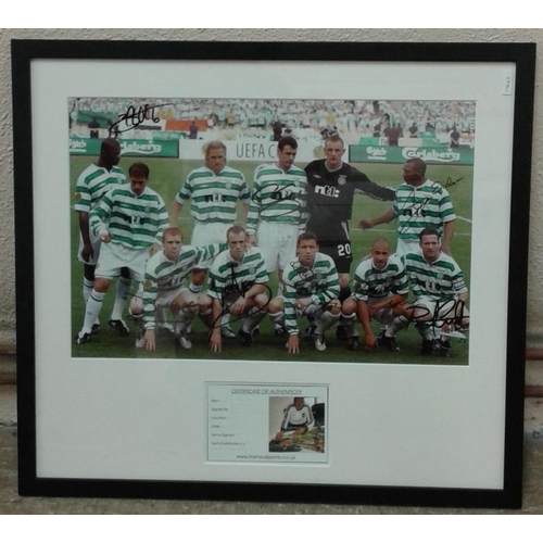 222 - Signed Celtic UEFA Team Cup Poster with Special Lifelong Frame, c.22 x 20in
