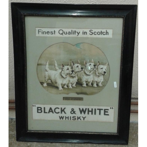 223 - 'Black & White Scotch Whisky' -Original Framed Sign - Overall 19.5 x 22.5ins