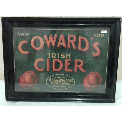 256 - 'Coward's Irish Cider' Advertising Sign - 20 x 15ins