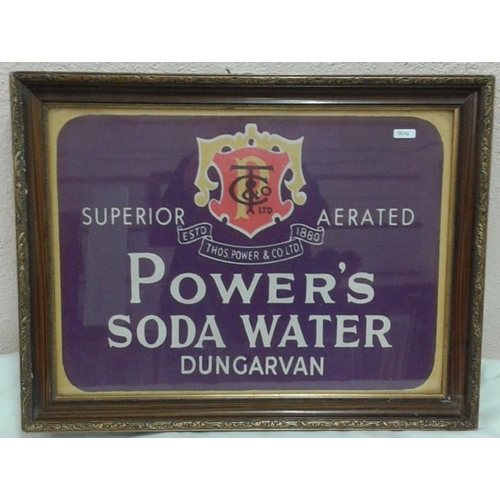 264 - 'Power's Soda Water, Dungarvan' Advertising Sign - c. 22 x 17ins