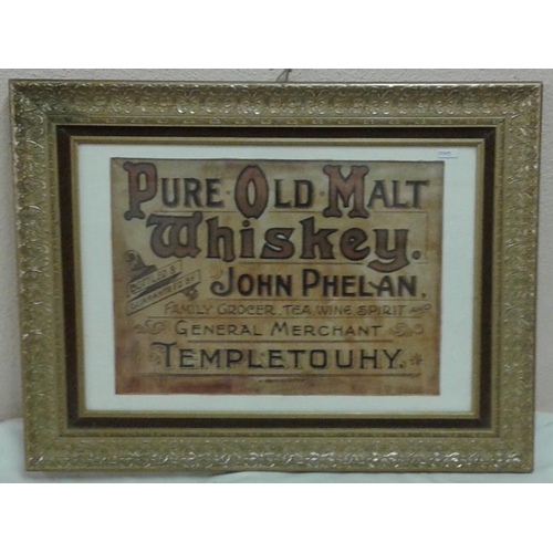 236 - 'Pure Old Malt Whiskey' Advertising Sign - c. 27 x 20ins