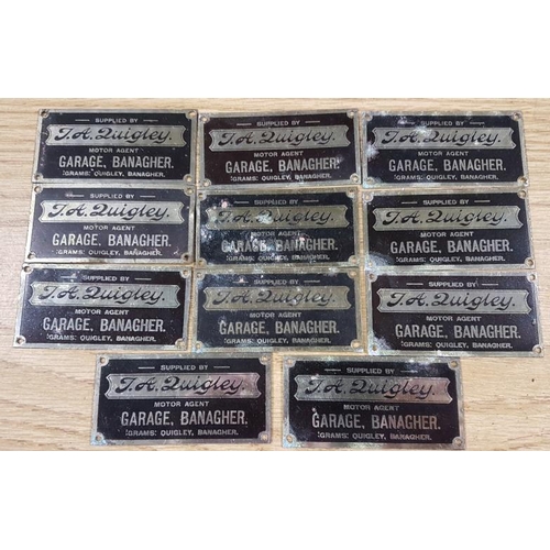 277 - Collection of Eleven 'Quigley Motor Agent, Banagher' Metal Plaques, c.7.5cm x 4cm