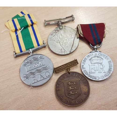 292 - Four British Medals - India 1939-45 Medal, Liberation of Jersey 1946, Iraq Medal and 1953 Queen Eliz... 