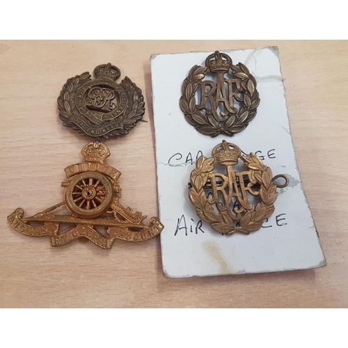 299 - Two Royal Air Force Cap Badges, one Royal Engineers and one Royal Artillery (4)