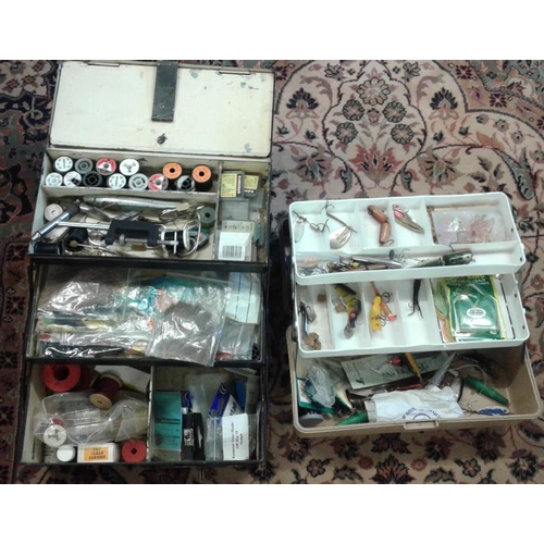 356 - Two Fishing Tackle Boxes containing lures, lines, fly tying equipment etc.