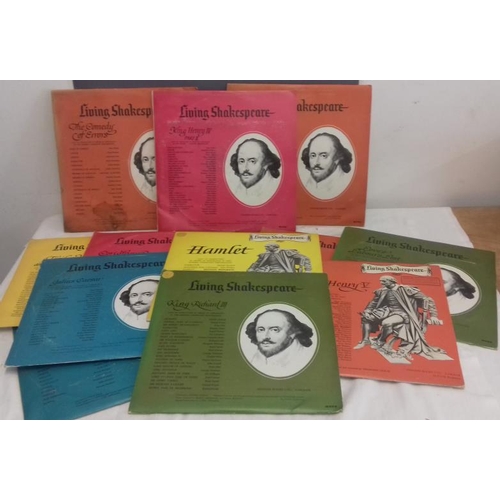 411 - Collection of Thirteen 'Living Shakespeare' 1964 Vinyl LP's - with associated Performance Book and C... 