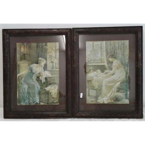 426 - Pair of French Prints a, c.15 x 32in and a Canvas of Model