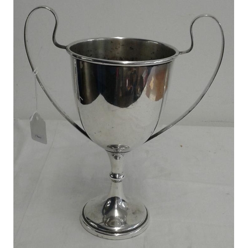 438 - Large Silver Plated Trophy Cup - No engravings, c.13in tall