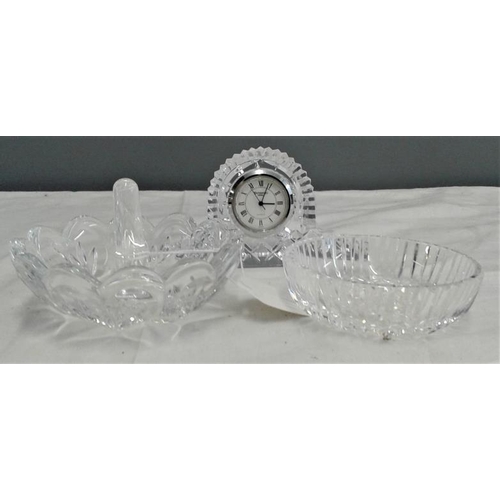 457 - Waterford Crystal Ring Dish, Pin Dish and Clock