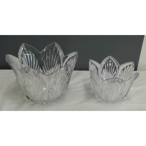 466 - Two Graduated Waterford Crystal Bowls - 7ins and 5ins tall