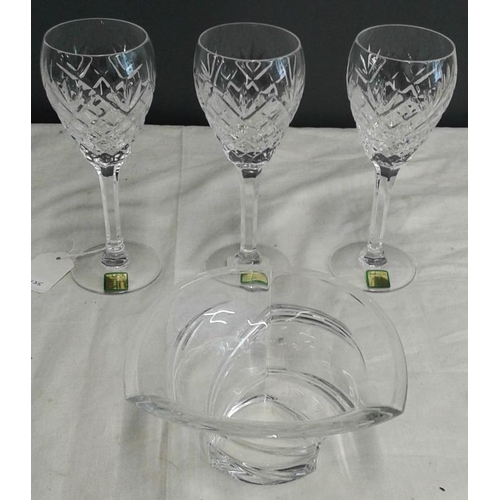 467 - Waterford Crystal - Three Glasses and a Small Bowl