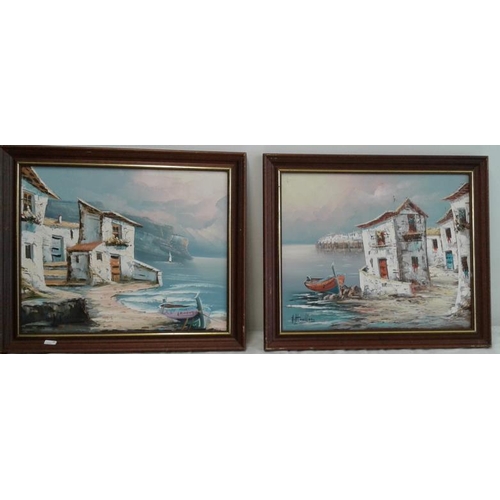 469 - Pair of Continental School Paintings on Canvas - each Overall c. 18 x 21ins