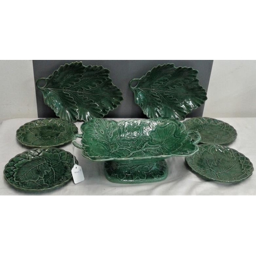 474 - Seven Green Leaf Pattern Serving Dishes