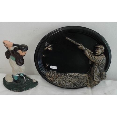 476 - Shooting Plaque and Door Stop in the form of a Golf Figure