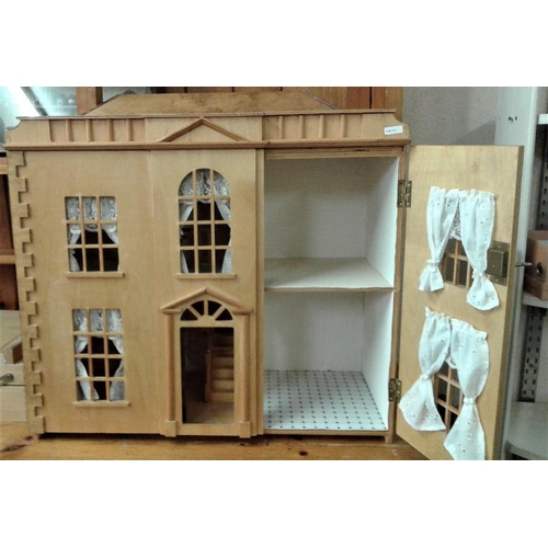 517 - Wooden Georgian Style Two Storey Doll's House, c.23 x 24in tall