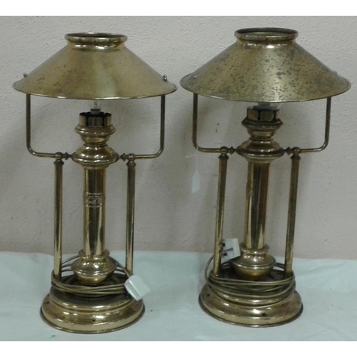 526 - Two Large Brass Lamps - 25ins tall
