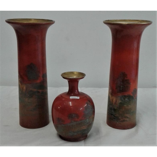 546 - Set of Three Vases - (2 x 12ins, 1 x 7ins)