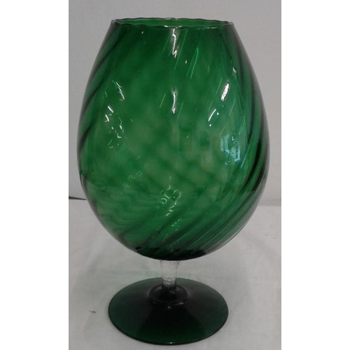 554 - Large Green Glass Goblet, c.12.5in tall