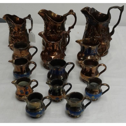 562 - Collection of Fourteen Victorian Lustre Jugs
