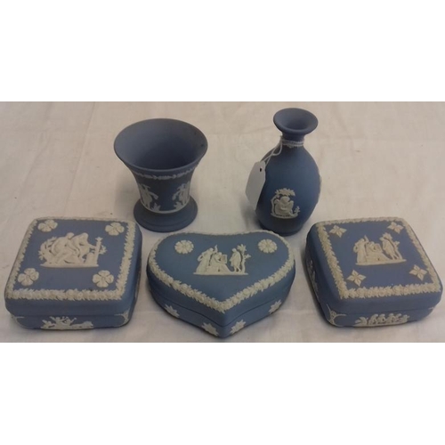 574 - Collection of Wedgwood Jasper Wares including a Pair of Lidded Boxes