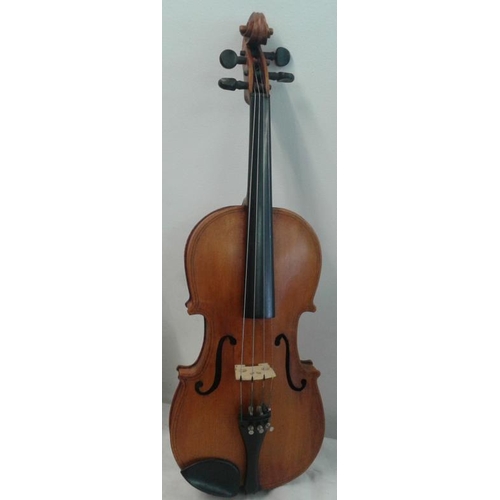 616 - Old Violin in Inlaid Wooden Case (with key)
