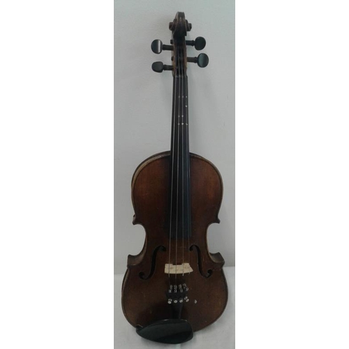 618 - Violin in Green Case, label inside reads 'Stradivarius Cremonensis'