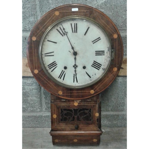622 - Victorian Inlaid Mahogany Drop Dial Wall Clock