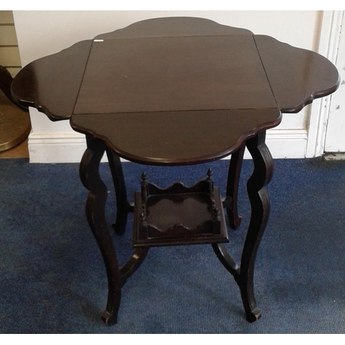 632 - Edwardian Mahogany Drop Leaf Two Tier Occasional Table, c.26in tall