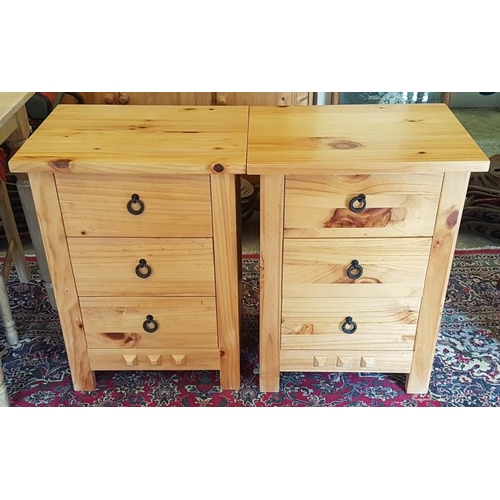 665 - Pair of Three Drawer Pine Bedside Cabinets, each c.22in wide