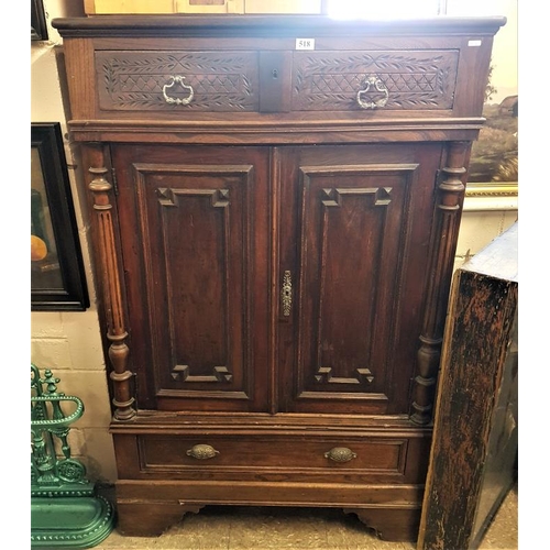 518 - 18th Century Style Carved Cupboard, c.37 x 57in tall