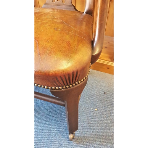 606 - Pair of Very Good Quality Mahogany and Leather Upholstered Library Chairs, c.28.5in wide and 33in ta... 