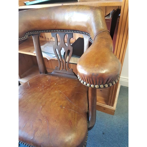 606 - Pair of Very Good Quality Mahogany and Leather Upholstered Library Chairs, c.28.5in wide and 33in ta... 