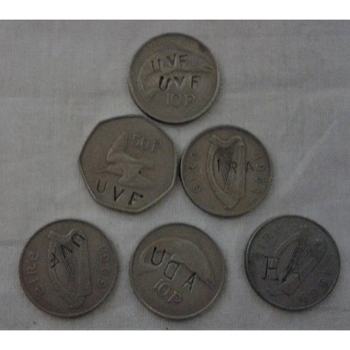 44 - Quantity of Irish Countermark Coins including UVF, IRA, etc.