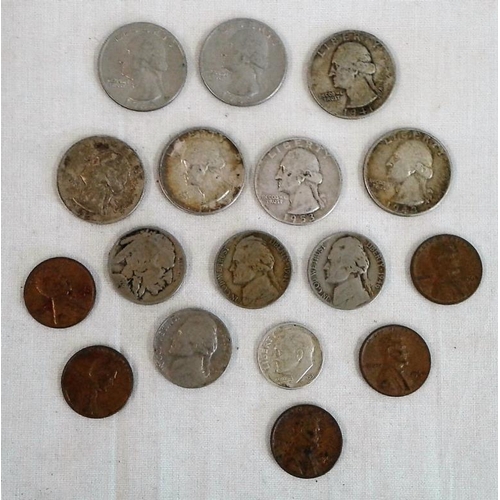 47 - USA Coinage incl. Silver Quarter Dollars (5) etc. total c.