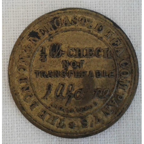 64 - 56 William Street Limerick, Newcastle & London Tea Token 1879