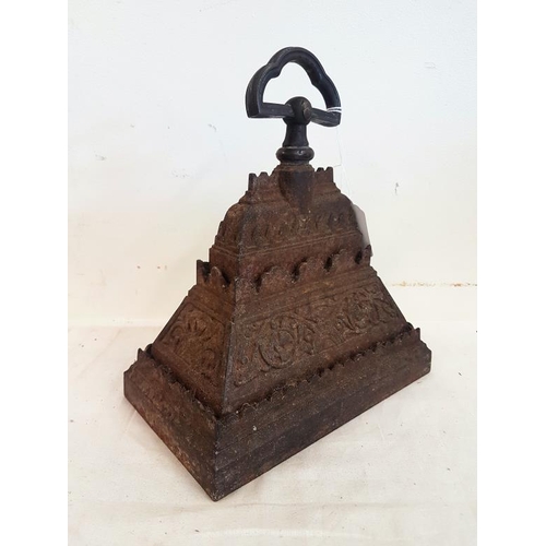 441 - Antique Cast Iron Doorstop Kenrick & Sons No.488 Bronze Handle Door Stopper, c.8in wide, 9in tall