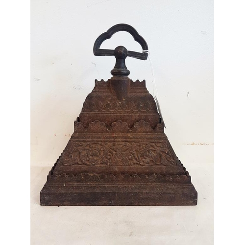 441 - Antique Cast Iron Doorstop Kenrick & Sons No.488 Bronze Handle Door Stopper, c.8in wide, 9in tall