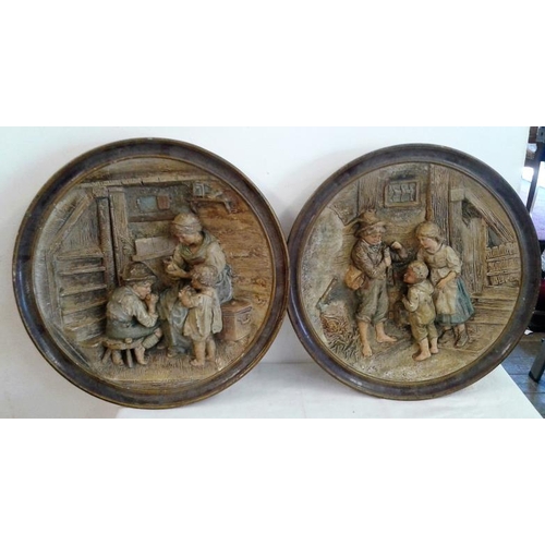 490 - Two Victorian Scene Wall Plaques