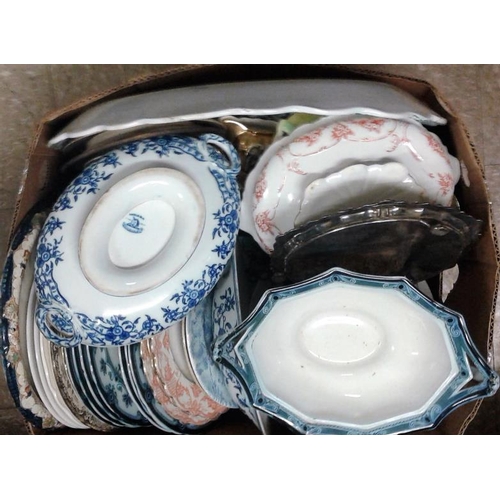 644 - Box of Victorian Ceramics and Glasswares