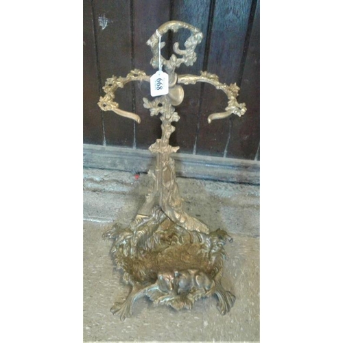 653 - Cast Brass Umbrella/Stick Stand, c.22in tall