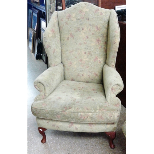 654 - Pair of Queen Anne Style Wing Backed Chairs