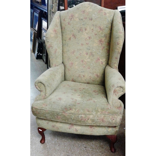 654 - Pair of Queen Anne Style Wing Backed Chairs