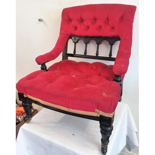 656 - Edwardian Ebonised Mahogany Nursing Chair